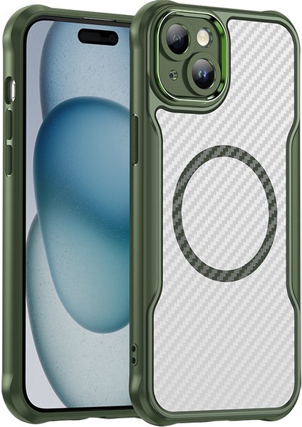 iPhone 14 Plus Magsafe Telefon Kılıfı, Yarı Saydam Köşe Korumalı Karbon Fiber Ince Uyumlu Darbeye Dayanıklı Kılıf iPhone 14 Plus (Yurt Dışından)
