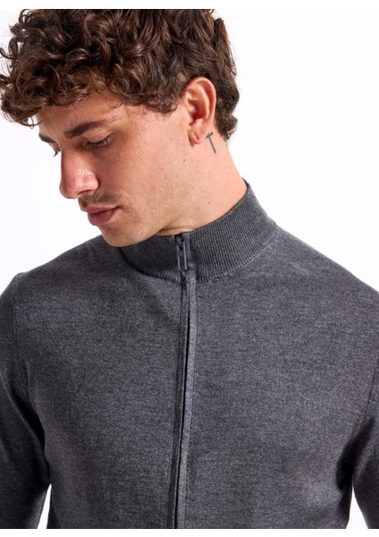 Gri Melanj Erkek Hırka F5WM-HRK 2578