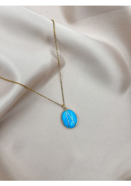 Fıora Mavi Kadın Çelik Kolye - Kadın Hediyelik Zarif Şık fiyatları