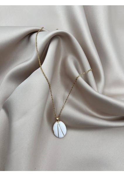 Fıora Beyaz Zarif Kadın Kolye Şık Gold Çelik Zincir fiyatları