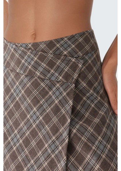 Kadın Düğme Kapamalı Ekose Uzun Etek Çok Renkli modelleri