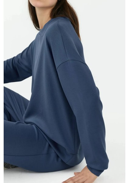 Kadın Modal Touch Basic Sweatshirt Oxford Mavisi indirimleri