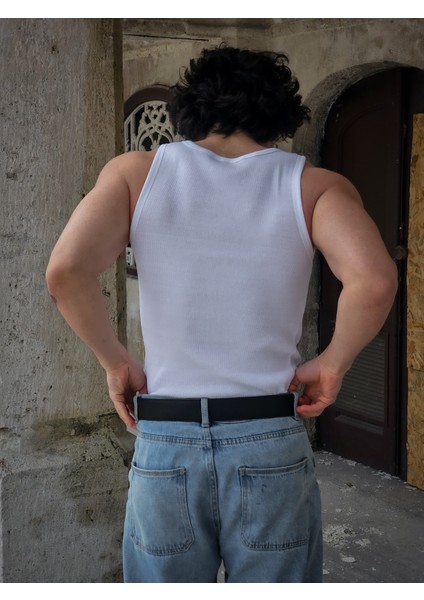 Erkek Fitilli Atlet - Pamuklu Esnek Sporcu Kesim 3AL 2öde (Beyaz) modelleri