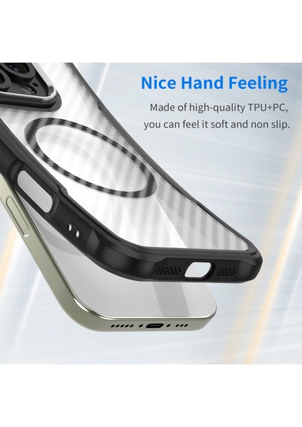 iPhone 15 Pro Magsafe Telefon Kılıfı, Yarı Saydam Köşe Korumalı Karbon Fiber Ince Uyumlu Darbeye Dayanıklı Kılıf iPhone 15 Pro (Yurt Dışından) fiyatları