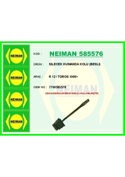 SILECEK KUMANDA KOLU BESLI R 12 / TOROS 1986 7700585576