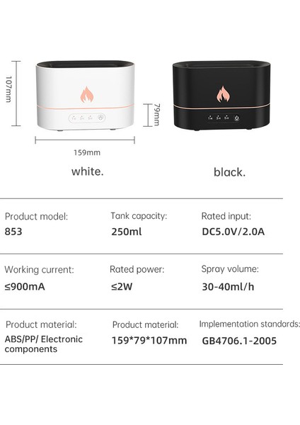 Alev Görünümlü Hava Nemlendirici Aroma Terapi Buhar Makinesi Aromatik Oda Kokusu Difüzörü modelleri