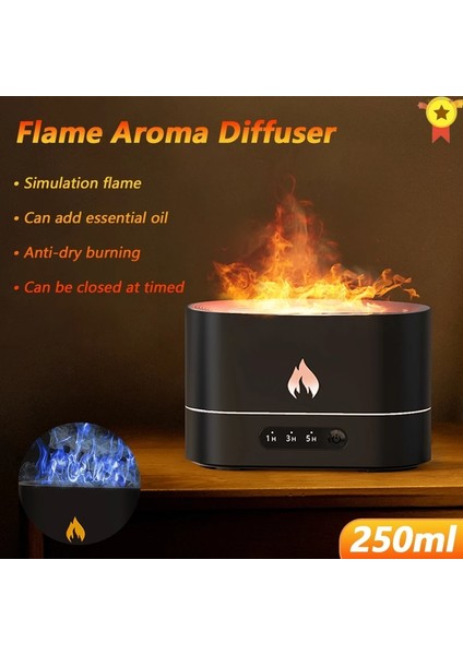 Alev Görünümlü Hava Nemlendirici Aroma Terapi Buhar Makinesi Aromatik Oda Kokusu Difüzörü