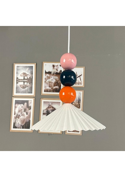 Avilla Beyaz Renkli Boncuk Tekli Metal Avize Rustik Cafe Mutfak Modern Dekoratif Sarkıt Aydınlatma indirimleri