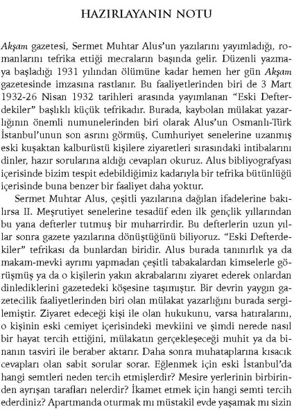 Eski Defterdekiler Akşam Yazıları 2 - Sermet Muhtar Alus - Haz. Yakup Öztürk