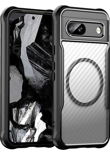 Google Pixel 8A Magsafe Telefon Kılıfı, Yarı Saydam Köşe Korumalı Karbon Fiber Ince Uyumlu Darbeye Dayanıklı Kılıf Google Pixel 8A (Yurt Dışından)