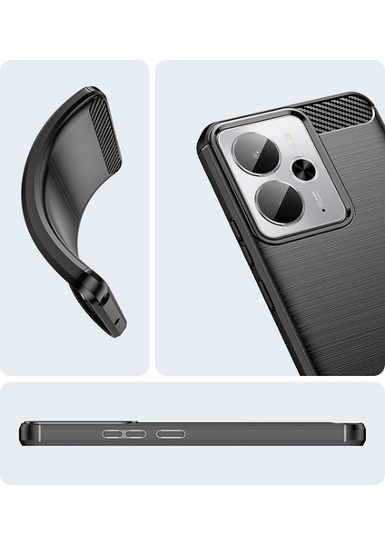 Oppo Realme 14T Telefon Kılıfı, Fırçalanmış Karbon Fiber Dokulu Esnek Tpu Tampon, Darbe Emici Koruyucu Kılıf Oppo Realme 14T (Yurt Dışından) modelleri