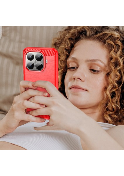 Xiaomi 15T Pro Telefon Kılıfı, Fırçalanmış Karbon Fiber Dokulu Esnek Tpu Tampon, Darbe Emici Koruyucu Kılıf Xiaomi 15T Pro (Yurt Dışından) modelleri