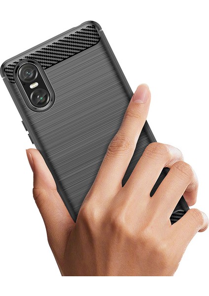 Sony Xperia 10 Vı Telefon Kılıfı, Fırçalanmış Karbon Fiber Dokulu Esnek Tpu Tampon, Darbe Emici Koruyucu Kılıf Sony Xperia 10 Vı (Yurt Dışından) fırsatları