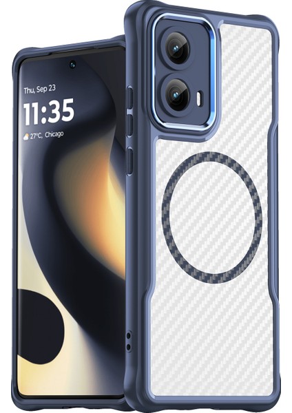 Motorola Moto Edge 2024 Magsafe Telefon Kılıfı, Yarı Saydam Köşe Korumalı Karbon Fiber Ince Uyumlu Darbeye Dayanıklı Kılıf Motorola Moto Edge 2024 (Yurt Dışından)