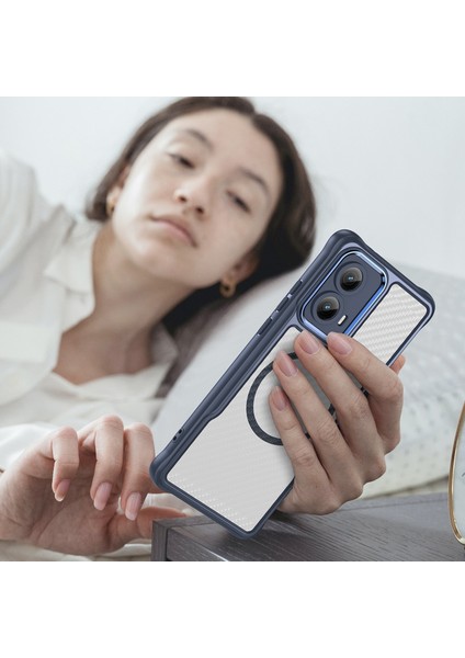 Motorola Moto Edge 2024 Magsafe Telefon Kılıfı, Yarı Saydam Köşe Korumalı Karbon Fiber Ince Uyumlu Darbeye Dayanıklı Kılıf Motorola Moto Edge 2024 (Yurt Dışından) fiyatları