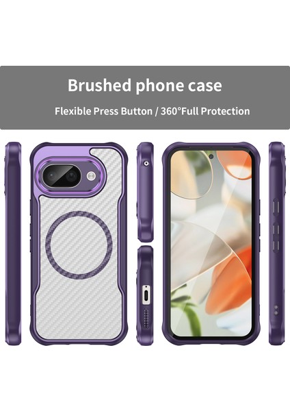 Google Pixel 9A Magsafe Telefon Kılıfı, Yarı Saydam Köşe Korumalı Karbon Fiber Ince Uyumlu Darbeye Dayanıklı Kılıf Google Pixel 9A (Yurt Dışından) fiyatları