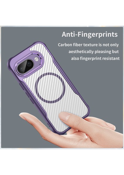 Google Pixel 9A Magsafe Telefon Kılıfı, Yarı Saydam Köşe Korumalı Karbon Fiber Ince Uyumlu Darbeye Dayanıklı Kılıf Google Pixel 9A (Yurt Dışından) modelleri