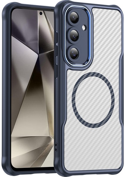 Samsung Galaxy S24 Fe Magsafe Telefon Kılıfı, Yarı Saydam Köşe Korumalı Karbon Fiber Ince Uyumlu Darbeye Dayanıklı Kılıf Samsung Galaxy S24 Fe (Yurt Dışından)