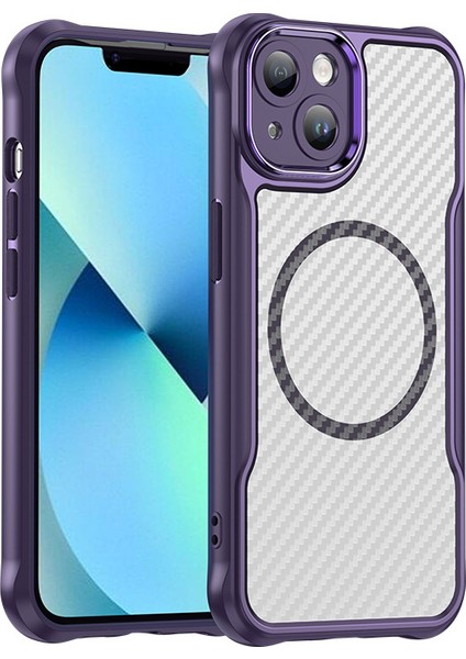 iPhone 13 Magsafe Telefon Kılıfı, Yarı Saydam Köşe Korumalı Karbon Fiber Ince Uyumlu Darbeye Dayanıklı Kılıf iPhone 13 (Yurt Dışından)