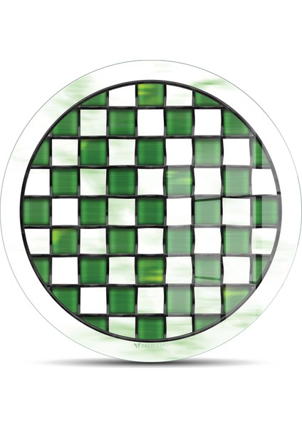 Cam Kesme Tahtası ve Sunumluk Yuvarlak Mackenzie Yeşil Beyaz 30X30 cm fiyatları