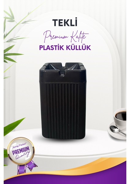 1 Adet Kare Siyah Çizgili Dekoratif Plastik Kokusuz Yanmaz Küllük Kül Tablası