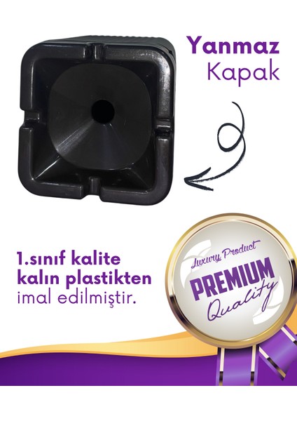 1 Adet Kare Siyah Çizgili Dekoratif Plastik Kokusuz Yanmaz Küllük Kül Tablası modelleri