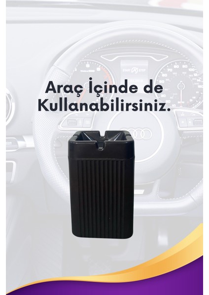 1 Adet Kare Siyah Çizgili Dekoratif Plastik Kokusuz Yanmaz Küllük Kül Tablası fırsatları