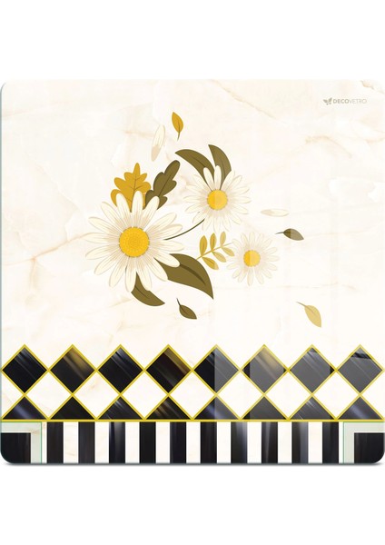 Cam Kesme Tahtası ve Sunumluk Kare Mackenzie Vintage Papatya 30X30 cm fiyatları