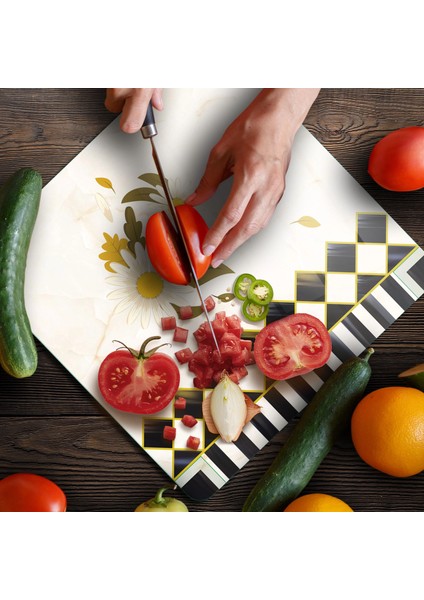 Cam Kesme Tahtası ve Sunumluk Kare Mackenzie Vintage Papatya 30X30 cm fırsatları