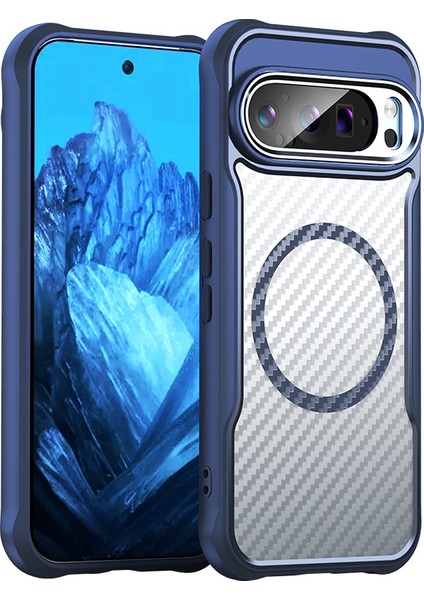 Google Pixel 9 Pro Magsafe Telefon Kılıfı, Yarı Saydam Köşe Korumalı Karbon Fiber Ince Uyumlu Darbeye Dayanıklı Kılıf Google Pixel 9 Pro (Yurt Dışından)