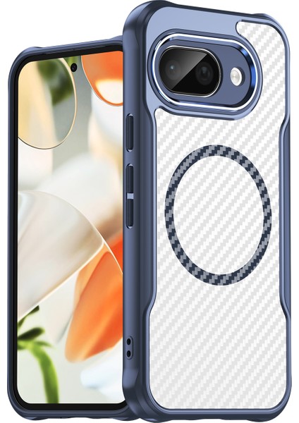 Google Pixel 9A Magsafe Telefon Kılıfı, Yarı Saydam Köşe Korumalı Karbon Fiber Ince Uyumlu Darbeye Dayanıklı Kılıf Google Pixel 9A (Yurt Dışından)