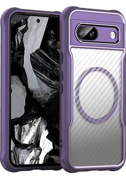 Google Pixel 8A Magsafe Telefon Kılıfı, Yarı Saydam Köşe Korumalı Karbon Fiber Ince Uyumlu Darbeye Dayanıklı Kılıf Google Pixel 8A (Yurt Dışından)