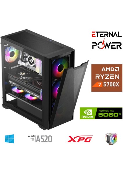 E.power Ryzen 7 5700X 32G Ddr4 1tb M.2 RTX5060TI A520 M650W
