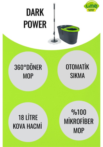 Dark Power Otomatik Temizlik Seti - Kova Mop Seti - Üretici Garantili modelleri