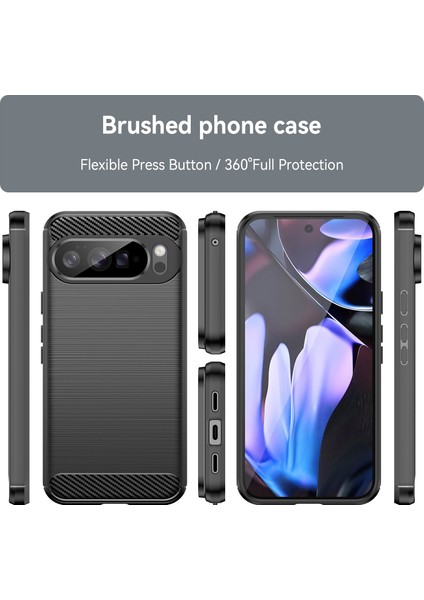 Google Pixel 10 Pro Xl Telefon Kılıfı, Fırçalanmış Karbon Fiber Dokulu Esnek Tpu Tampon, Darbe Emici Koruyucu Kılıf Google Pixel 10 Pro Xl (Yurt Dışından) modelleri