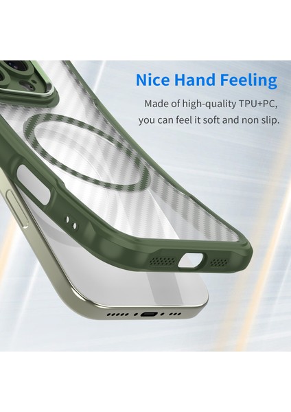 iPhone 13 Pro Magsafe Telefon Kılıfı, Yarı Saydam Köşe Korumalı Karbon Fiber Ince Uyumlu Darbeye Dayanıklı Kılıf iPhone 13 Pro (Yurt Dışından) fiyatları