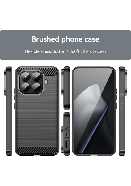 Xiaomi 15T Pro Telefon Kılıfı, Fırçalanmış Karbon Fiber Dokulu Esnek Tpu Tampon, Darbe Emici Koruyucu Kılıf Xiaomi 15T Pro (Yurt Dışından) modelleri
