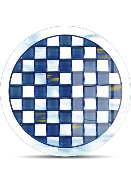 Cam Kesme Tahtası ve Sunumluk Yuvarlak Mackenzie Mavi Beyaz 30X30 cm fiyatları