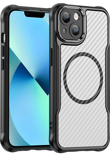 iPhone 13 Magsafe Telefon Kılıfı, Yarı Saydam Köşe Korumalı Karbon Fiber Ince Uyumlu Darbeye Dayanıklı Kılıf iPhone 13 (Yurt Dışından)