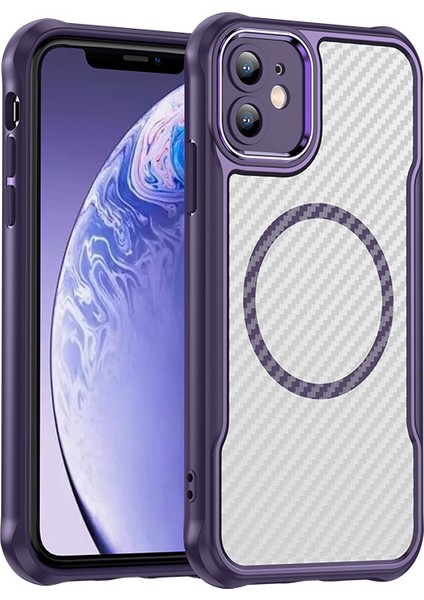 iPhone 11 Magsafe Telefon Kılıfı, Yarı Saydam Köşe Korumalı Karbon Fiber Ince Uyumlu Darbeye Dayanıklı Kılıf iPhone 11 (Yurt Dışından)