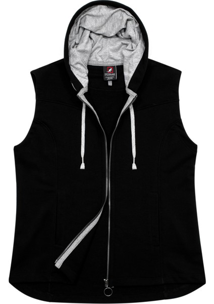 Kadın Flavia Rahat Kesim Kapüşonlu Üç Iplik Şardonsuz Pamuk Fermuarlı Yelek