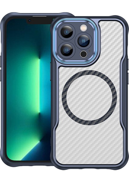 iPhone 13 Pro Magsafe Telefon Kılıfı, Yarı Saydam Köşe Korumalı Karbon Fiber Ince Uyumlu Darbeye Dayanıklı Kılıf iPhone 13 Pro (Yurt Dışından)