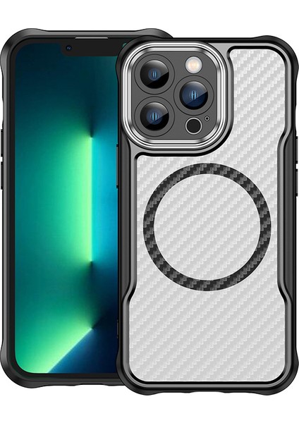 iPhone 13 Pro Magsafe Telefon Kılıfı, Yarı Saydam Köşe Korumalı Karbon Fiber Ince Uyumlu Darbeye Dayanıklı Kılıf iPhone 13 Pro (Yurt Dışından)