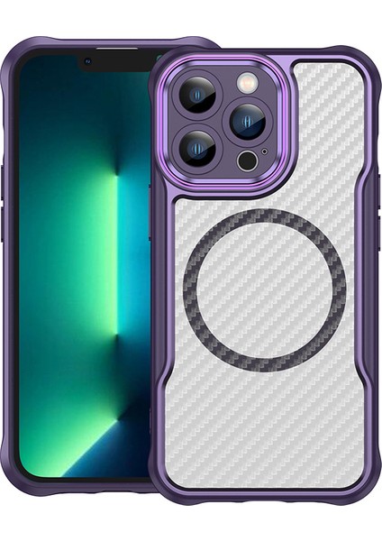iPhone 13 Pro Magsafe Telefon Kılıfı, Yarı Saydam Köşe Korumalı Karbon Fiber Ince Uyumlu Darbeye Dayanıklı Kılıf iPhone 13 Pro (Yurt Dışından)