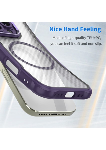 iPhone 13 Pro Magsafe Telefon Kılıfı, Yarı Saydam Köşe Korumalı Karbon Fiber Ince Uyumlu Darbeye Dayanıklı Kılıf iPhone 13 Pro (Yurt Dışından) fiyatları