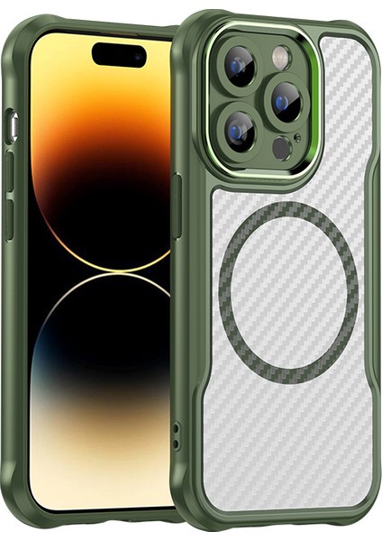 iPhone 14 Pro Magsafe Telefon Kılıfı, Yarı Saydam Köşe Korumalı Karbon Fiber Ince Uyumlu Darbeye Dayanıklı Kılıf iPhone 14 Pro (Yurt Dışından)