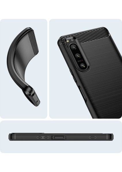 Sony Xperia 5 V Telefon Kılıfı, Fırçalanmış Karbon Fiber Dokulu Esnek Tpu Tampon, Darbe Emici Koruyucu Kılıf Sony Xperia 5 V (Yurt Dışından) fiyatları