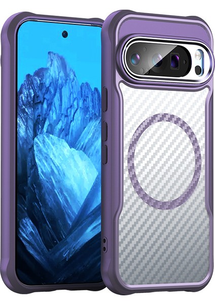 Google Pixel 9 Pro Magsafe Telefon Kılıfı, Yarı Saydam Köşe Korumalı Karbon Fiber Ince Uyumlu Darbeye Dayanıklı Kılıf Google Pixel 9 Pro (Yurt Dışından)