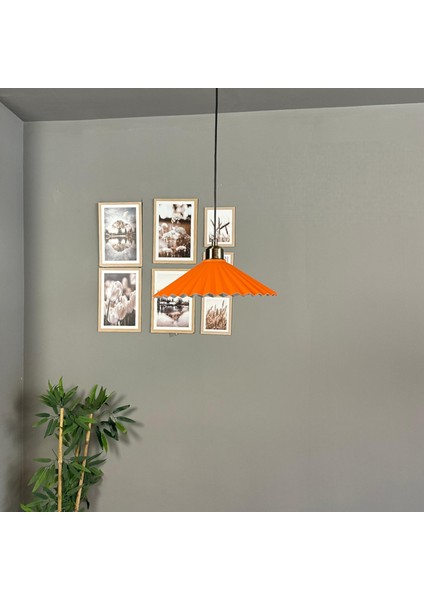 Avilla Turuncu Tekli Metal Avize Yarım Lale Başlık Cafe Mutfak Modern Sarkıt Aydınlatma