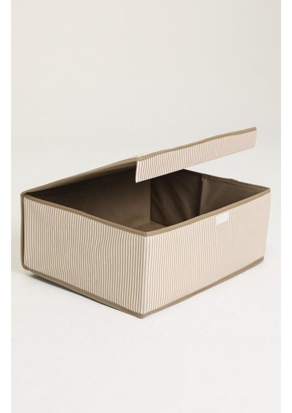 Çok Amaçlı Baza Kutusu Bej Çizgili Tekli 50X40X30 cm
